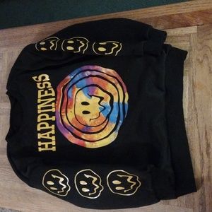 Black sweater with smiley faces